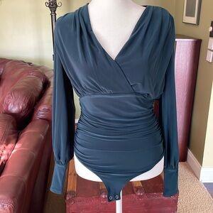 Green dressy top- bodysuit style